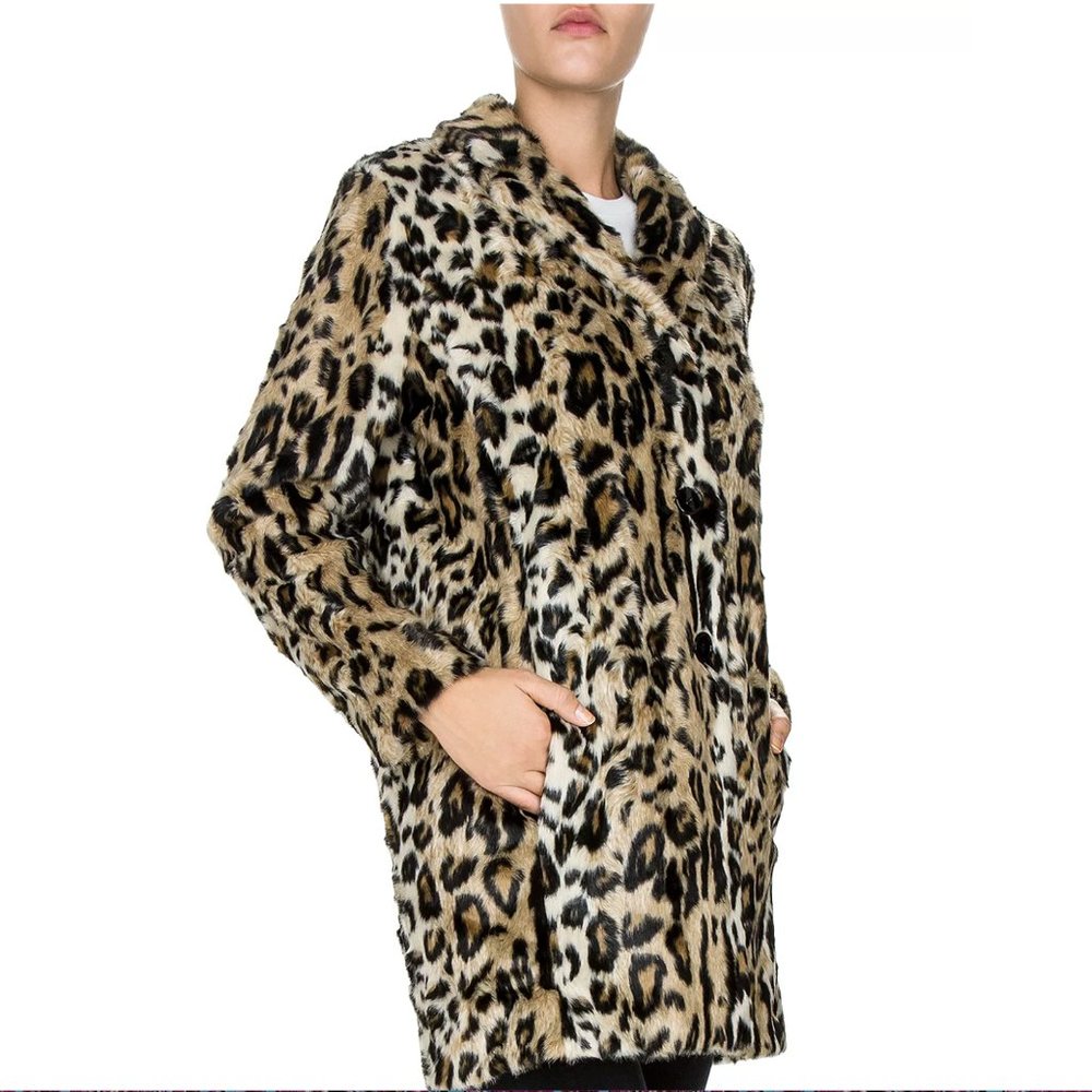 The Kooples Leopard Print Faux Fur Coat - OS
